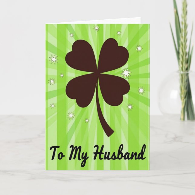 Lucky Husband Four Leaf Clover Card (Front)