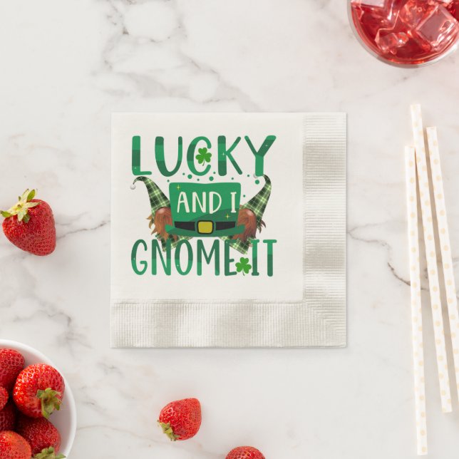 Lucky & I Gnome It St Patricks Day Party Cocktail Napkins (Insitu)