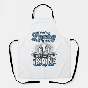 Lucky Im Here Family Fishing Vintage Shirt Design Apron