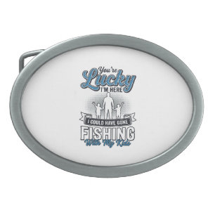 Lucky Im Here Family Fishing Vintage Shirt Design Belt Buckle