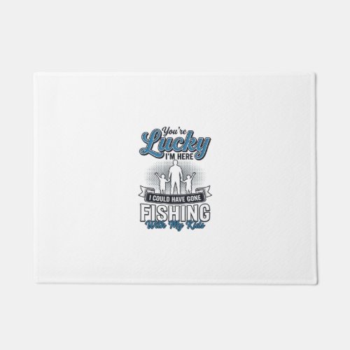 Lucky Im Here Family Fishing Vintage Shirt Design Doormat