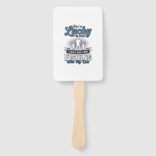 Lucky Im Here Family Fishing Vintage Shirt Design Hand Fan
