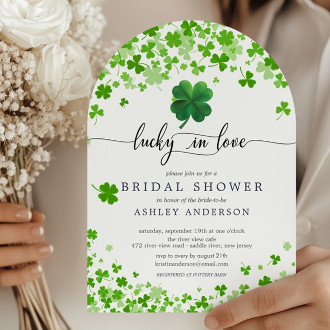 Lucky in Love 4 Leaf Clover Bridal Shower  Invitat Invitation (Creator Uploaded)