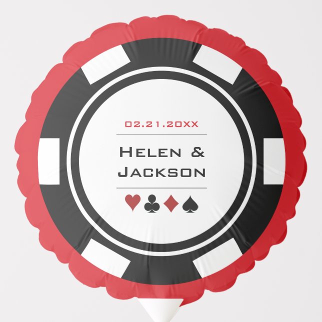 Lucky In Love Black White Poker Chip Wedding Balloon (Front)