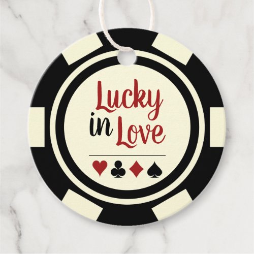 Lucky In Love Black White Vegas Wedding Favor Tags