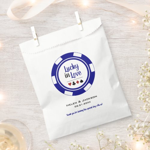 Lucky In Love Blue White Poker Chip Wedding Favor Favor Bag