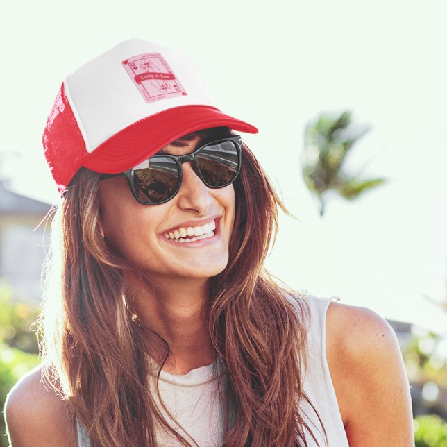 Lucky In Love Bold Pink & Red Bachelorette Trucker Hat (Lucky In Love Bold Pink & Red Bachelorette Trucker Hat)