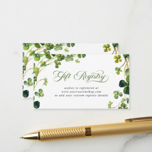 Lucky in Love Bridal Shower Green Shamrock Enclosure Card