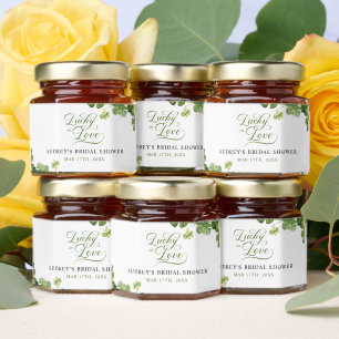 Lucky in Love Bridal Shower Green Shamrock Honey Jar Favors