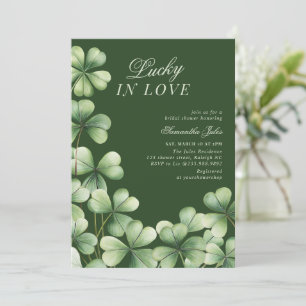 Lucky in Love Bridal Shower Green Shamrock Invitation