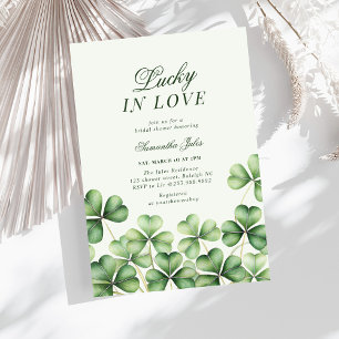 Lucky in Love Bridal Shower Green Shamrock  Invitation