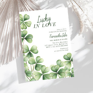 Lucky in Love Bridal Shower Green Shamrock  Invitation