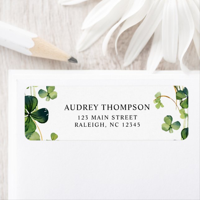 Lucky in Love Bridal Shower Green Shamrock  Label (Insitu)