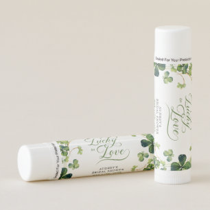Lucky in Love Bridal Shower Green Shamrock  Lip Balm