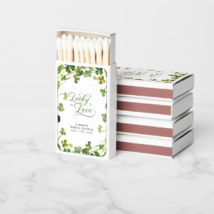 Lucky in Love Bridal Shower Green Shamrock  Matchboxes