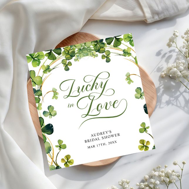 Lucky in Love Bridal Shower Green Shamrock  Napkins (Creator Uploaded)