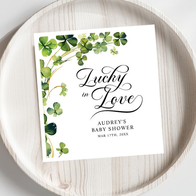 Lucky in Love Bridal Shower Green Shamrock  Napkins (Creator Uploaded)
