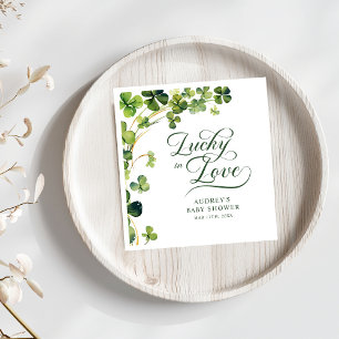 Lucky in Love Bridal Shower Green Shamrock  Napkins