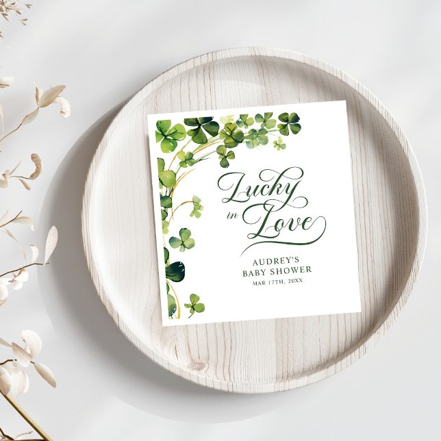 Lucky in Love Bridal Shower Green Shamrock  Napkins (Creator Uploaded)