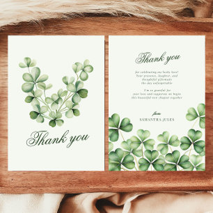 Lucky in Love Bridal Shower Green Shamrock  Thank You Card