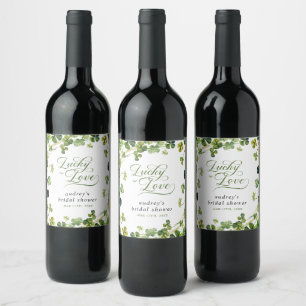 Lucky in Love Bridal Shower Green Shamrock Wine Label