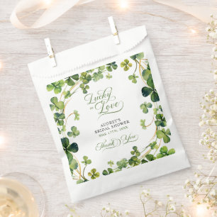 Lucky in Love Bridal Shower Green Thank You Favor Bag