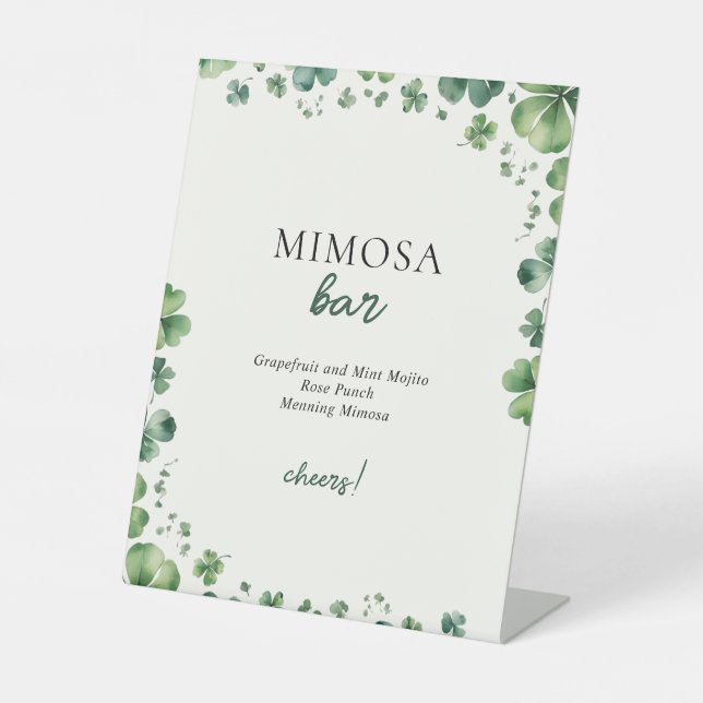 Lucky in Love Bridal Shower Mimosa Bar Pedestal Sign (Front)