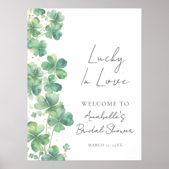 Lucky In Love Bridal Shower Welcome Sign (Front)