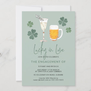 Lucky in Love Bubbles & Brews Engagement Invitation