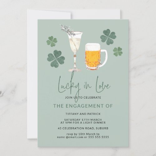 Lucky in Love Bubbles  Brews Engagement Invitation
