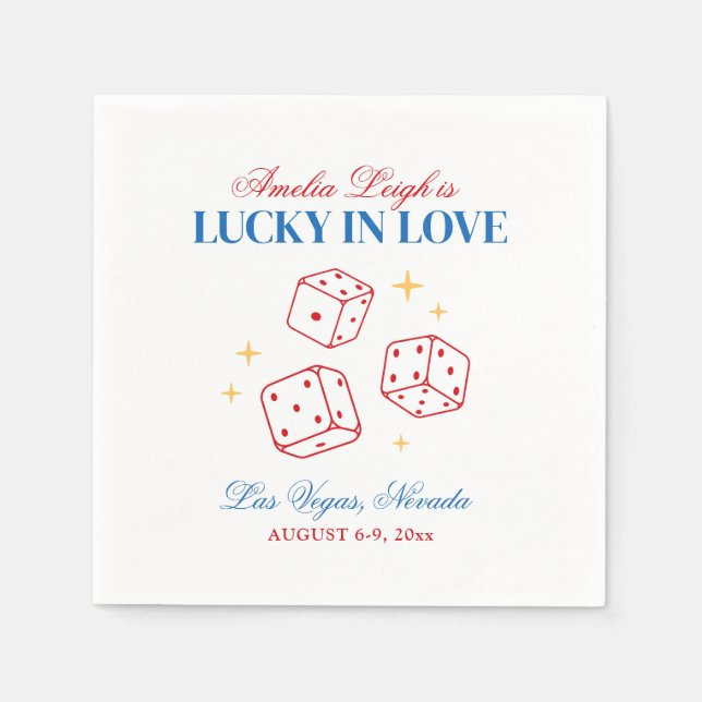 Lucky In Love Casino Bachelorette Weekend Napkins (Front)