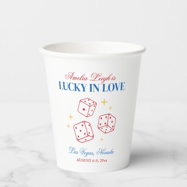Lucky In Love Casino Bachelorette Weekend Paper Cups (Front)