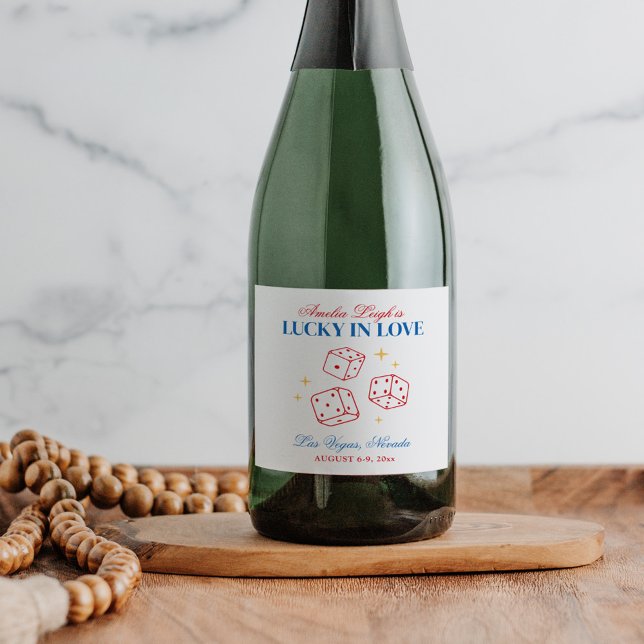 Lucky In Love Casino Bachelorette Weekend Sparkling Wine Label (Creator Uploaded)