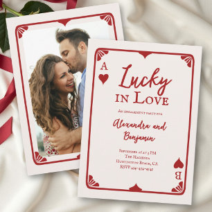Lucky in Love Casino Drawn Photo Engagement Party Invitation