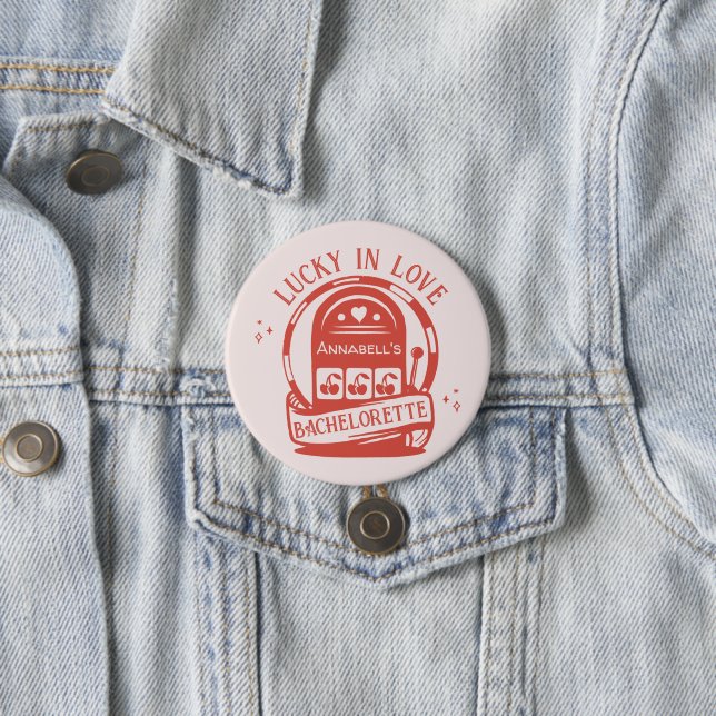 Lucky in Love Casino Hand Drawn Vegas Bachelorette Button (In Situ)