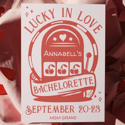 Lucky in Love Casino Hand Drawn Vegas Bachelorette Invitation