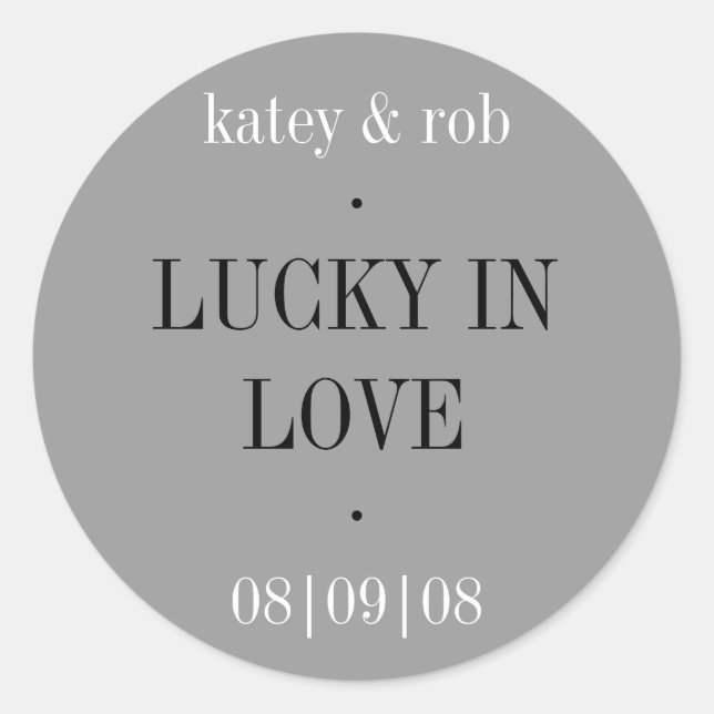 Lucky in Love Classic Style Round Sticker (Front)