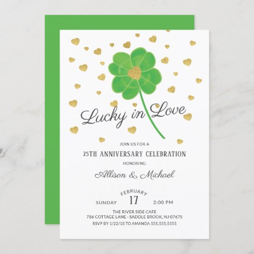 Lucky in Love Clover Anniversary Party Invitation