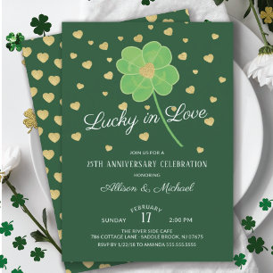 Lucky in Love Clover Anniversary Party Invitation