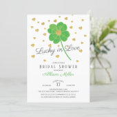 Lucky in Love Clover Bridal Shower Invitation (Standing Front)