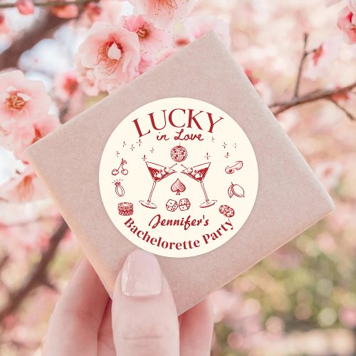 Lucky In Love Cocktail Bachelorette Party Classic Round Sticker