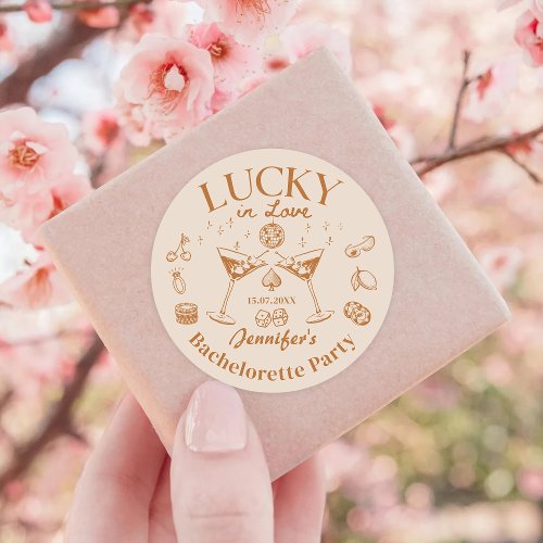 Lucky In Love Cocktail Bachelorette Party Classic Round Sticker