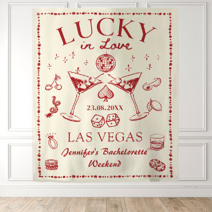 Lucky in Love Cocktail Bachelorette Party Tapestry