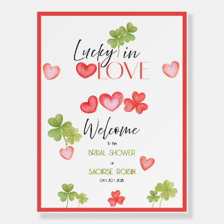 Lucky in Love Cover leaf & hearts : Bridal shower Foam Board