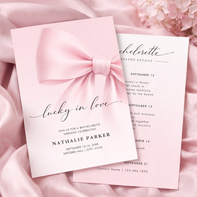 Lucky in Love Elegant Script Bachelorette Weekend  Invitation (Creator Uploaded)