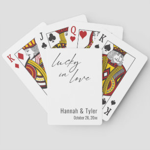 Lucky in Love Elegant White Wedding Favors Poker Cards