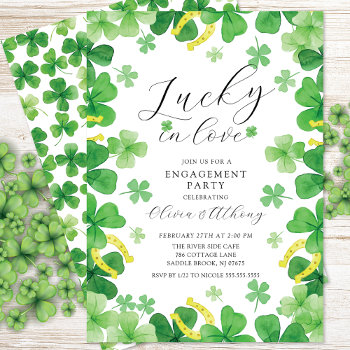 Lucky In Love Engagement Party Invitation by invitationstop at Zazzle