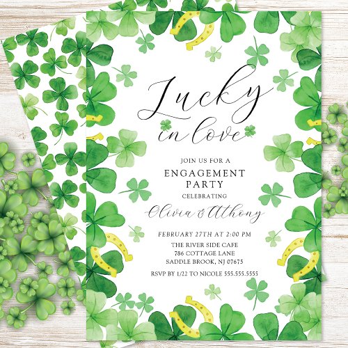 Lucky In Love Engagement Party Invitation