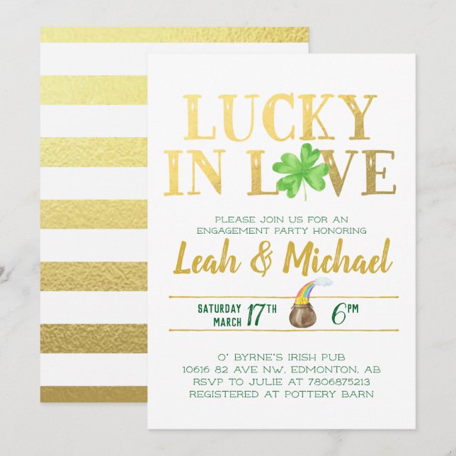 Lucky in Love | Engagement Party Invitation (Front/Back)