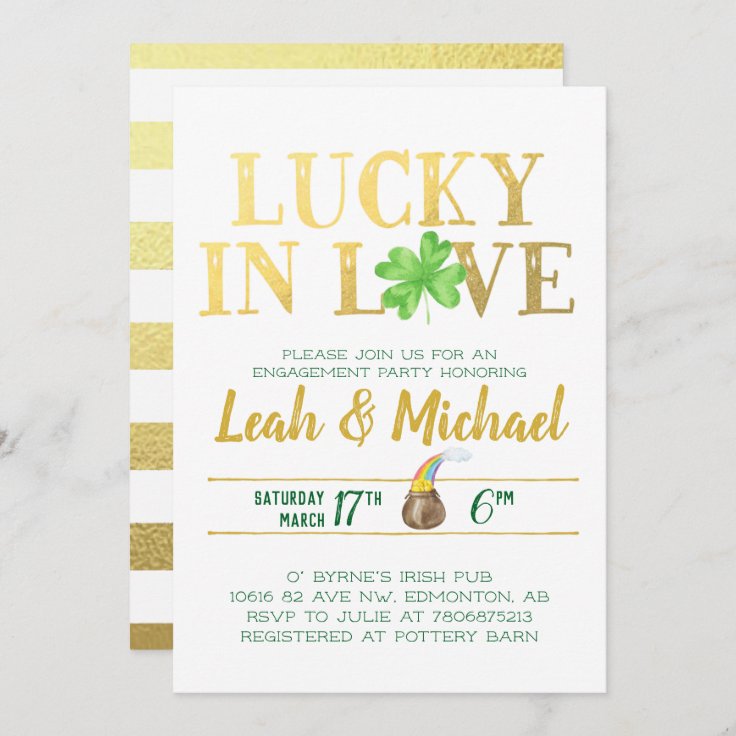 Lucky in Love | Engagement Party Invitation | Zazzle